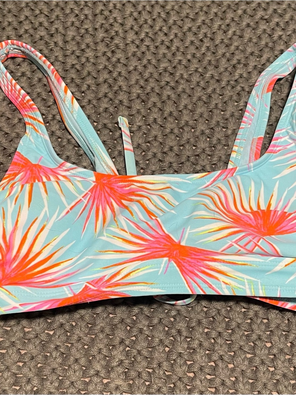Xhilaration Turquoise Pink Orange Floral Bikini Top
